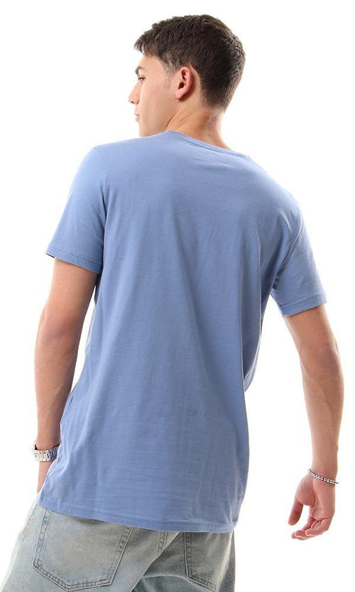 57519 Front Print Lightweight Round T-shirt - Steel Blue - Ravin 