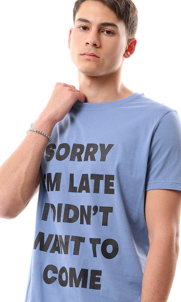 57519 Front Print Lightweight Round T-shirt - Steel Blue - Ravin 