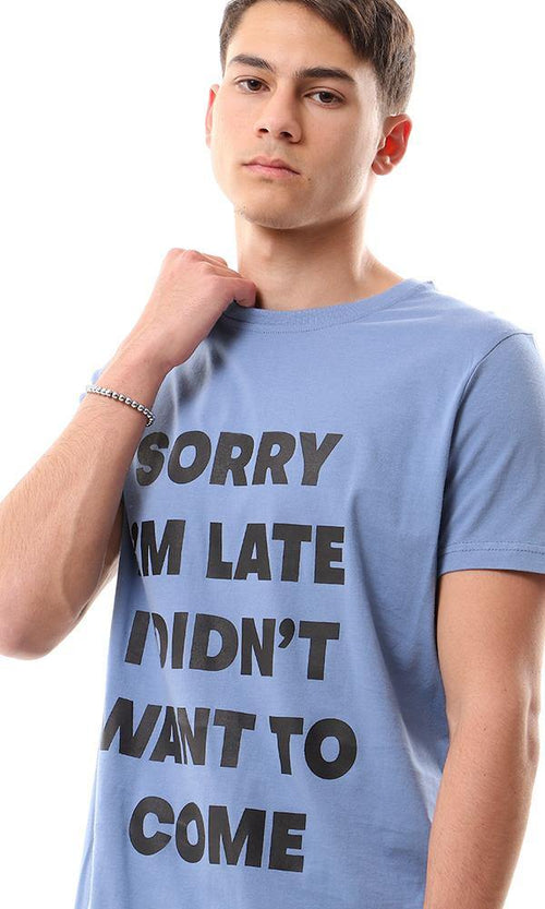 57519 Front Print Lightweight Round T-shirt - Steel Blue - Ravin 