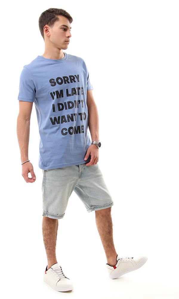 57519 Front Print Lightweight Round T-shirt - Steel Blue - Ravin 