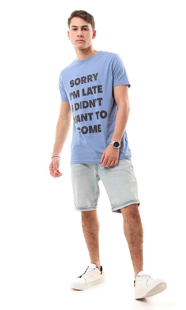 57519 Front Print Lightweight Round T-shirt - Steel Blue - Ravin 