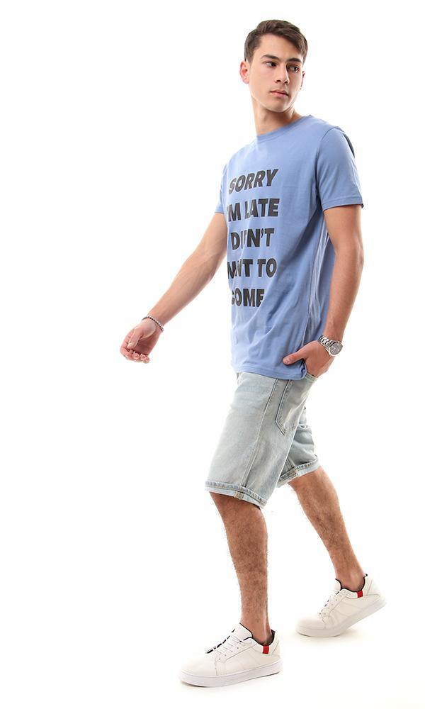 57519 Front Print Lightweight Round T-shirt - Steel Blue - Ravin 
