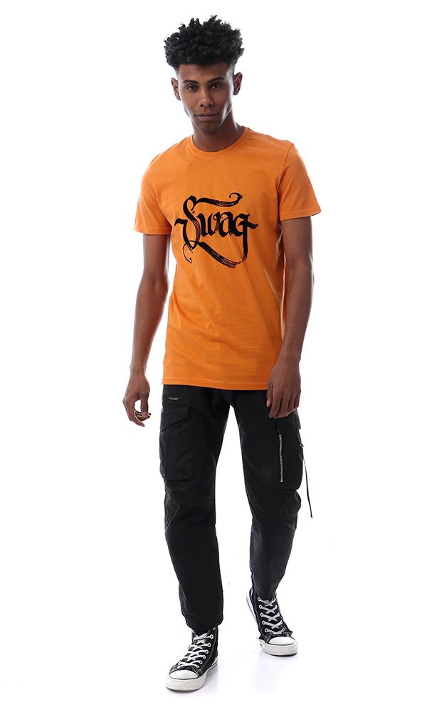 57529 Swag Printed Slip On Dark Orange T-shirt - Ravin 