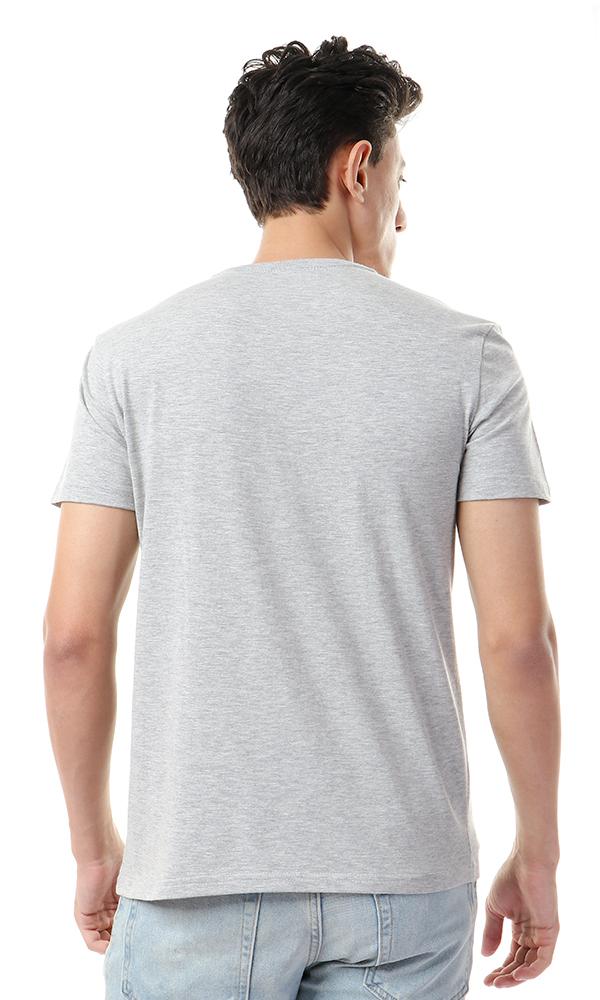 57541 Heather Grey With Front Print Casual Tee - Ravin 