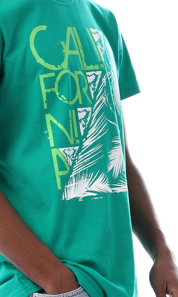 57545 Summer Printing Round Short Sleeves Green T-shirt - Ravin 