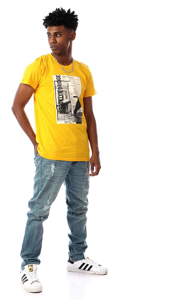 57553 Brooklyn Bridge Yellow Slip On T-shirt - Ravin 