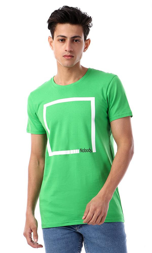 57556 Rounded Collar With Short Sleeves Green T-Shirt - Ravin 