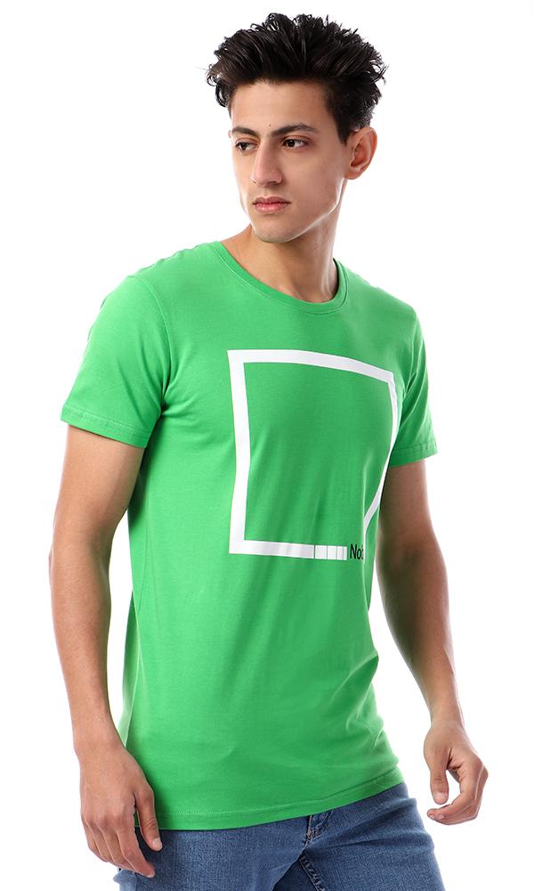 57556 Rounded Collar With Short Sleeves Green T-Shirt - Ravin 