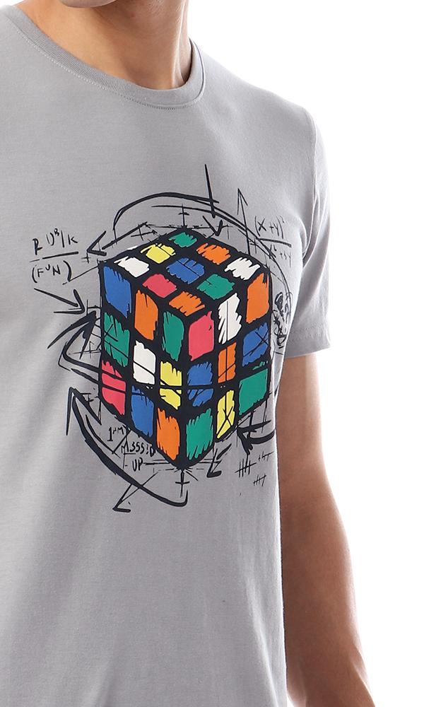 57559 Colorfull Cube Printed Slip On Tee - Light Grey - Ravin 