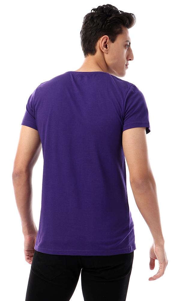 57574 Printed Hand Short Sleeves Purple T-shirt - Ravin 