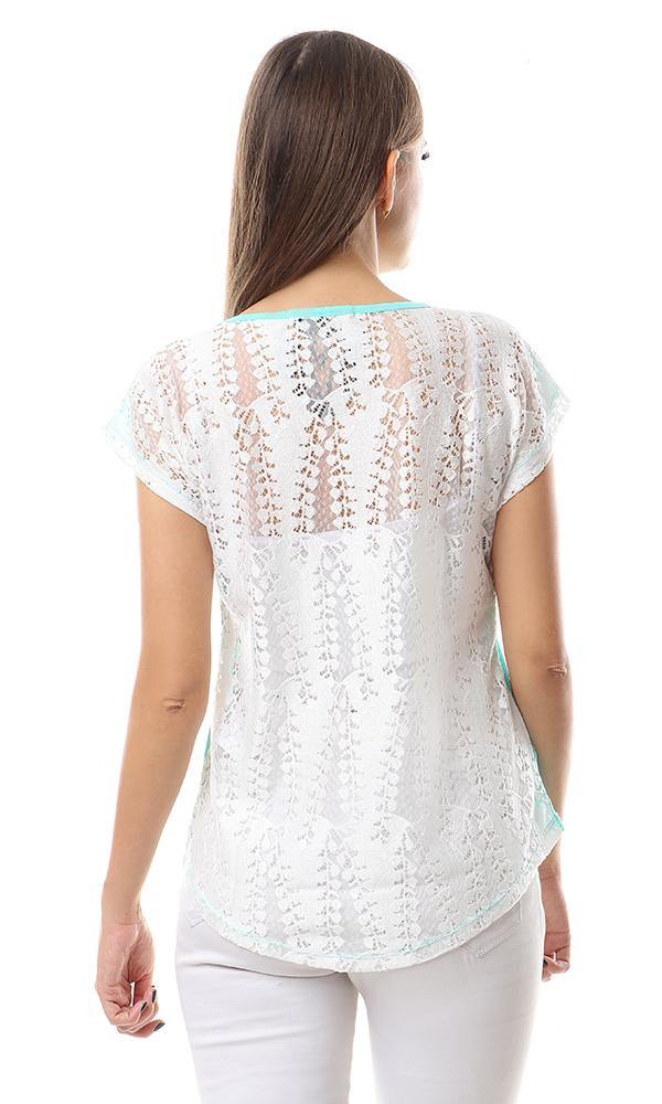 57673 Back Lace Simple Leightweight Mint Top - Ravin 