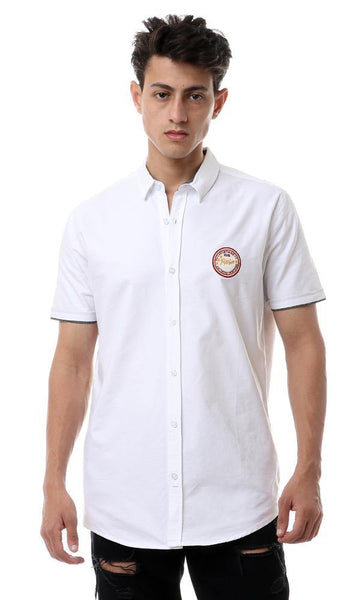 57866 Front Stitched Short Sleeves White Shirt - Ravin 