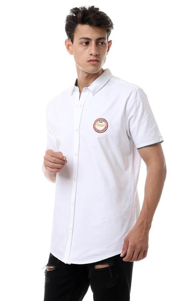 57866 Front Stitched Short Sleeves White Shirt - Ravin 