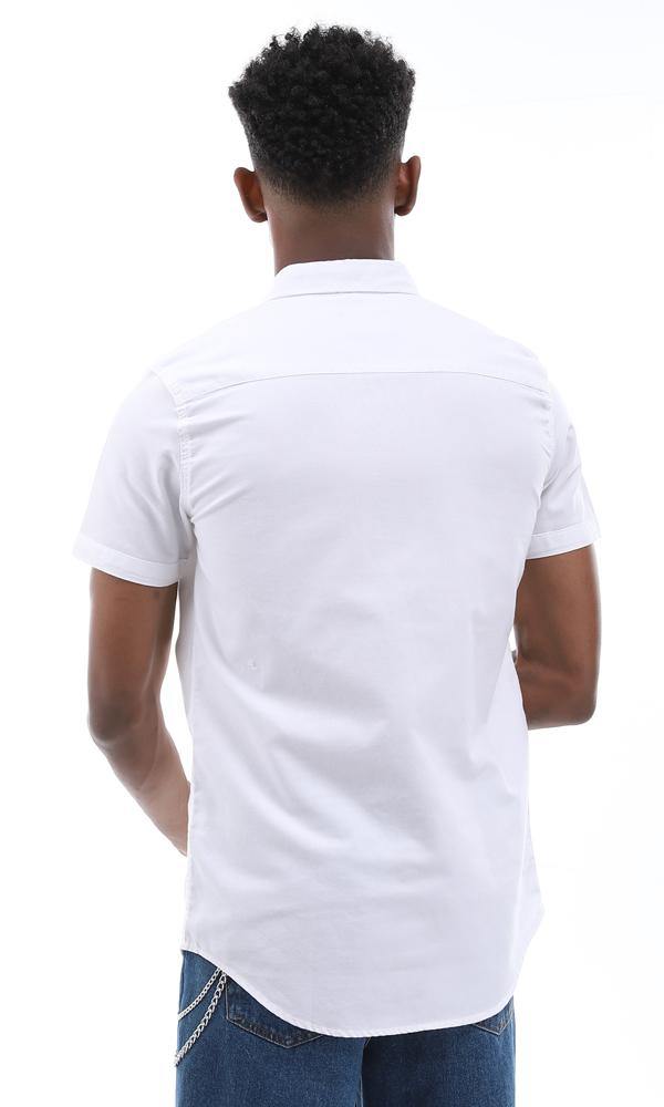 57867 Simple Plain Short Sleeves White Shirt - Ravin 