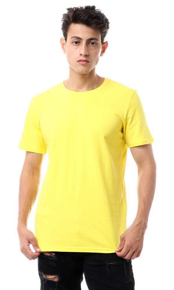 57979 Round Neck Basic Yellow Tee - Ravin 