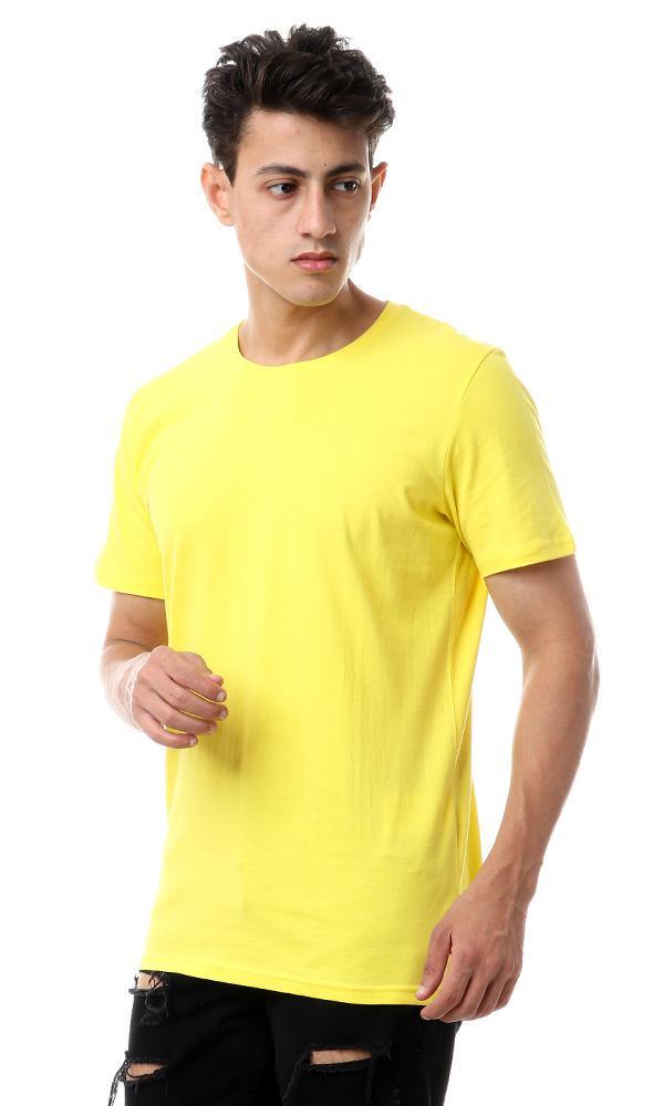 57979 Round Neck Basic Yellow Tee - Ravin 