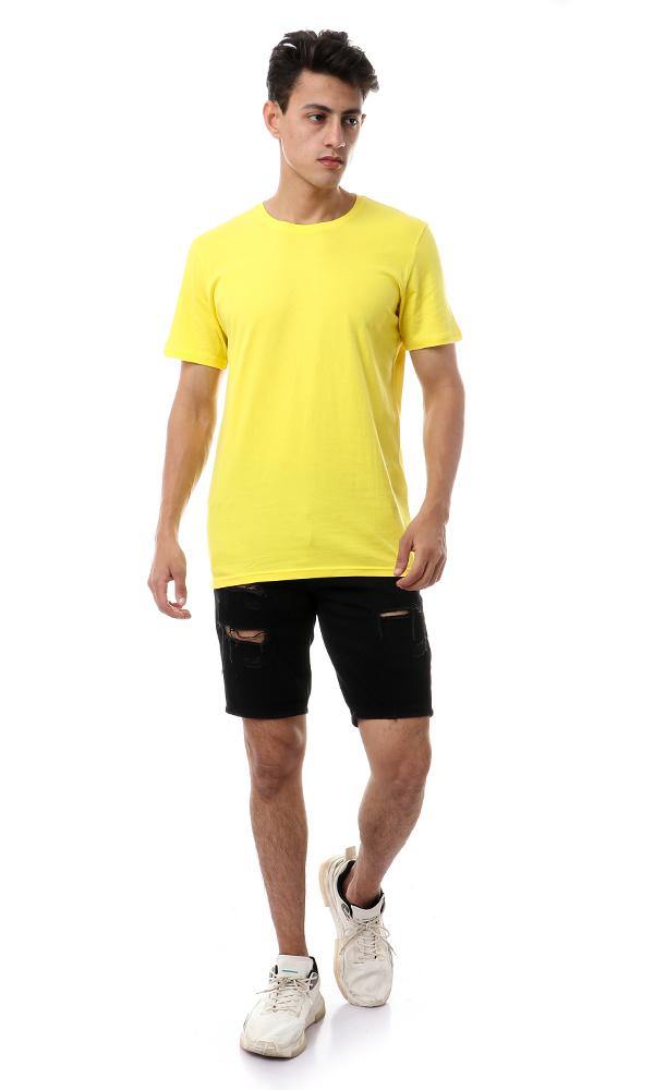 57979 Round Neck Basic Yellow Tee - Ravin 