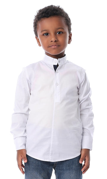 Boys Plain Mandarin Collar Shirt