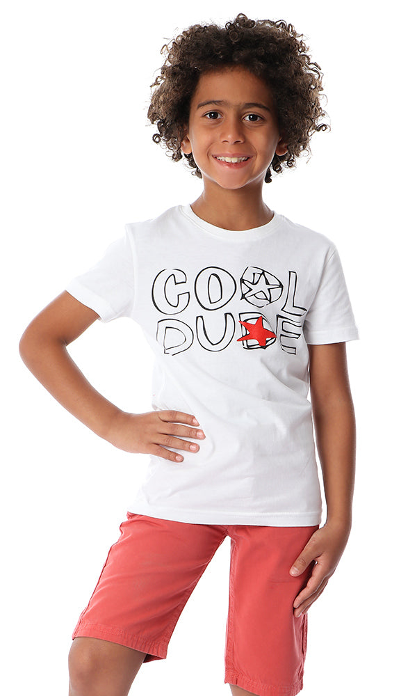 90569 Cool Dude Half Sleeves White Tee