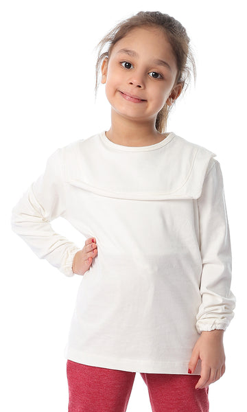 90699 Girls Chic Fashionable Off White Top