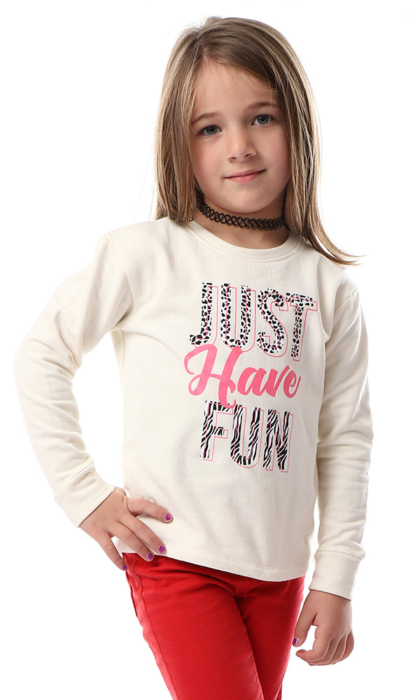 91727 Girls "Just Have Fun" Long Sleeves Beige Sweatshirt