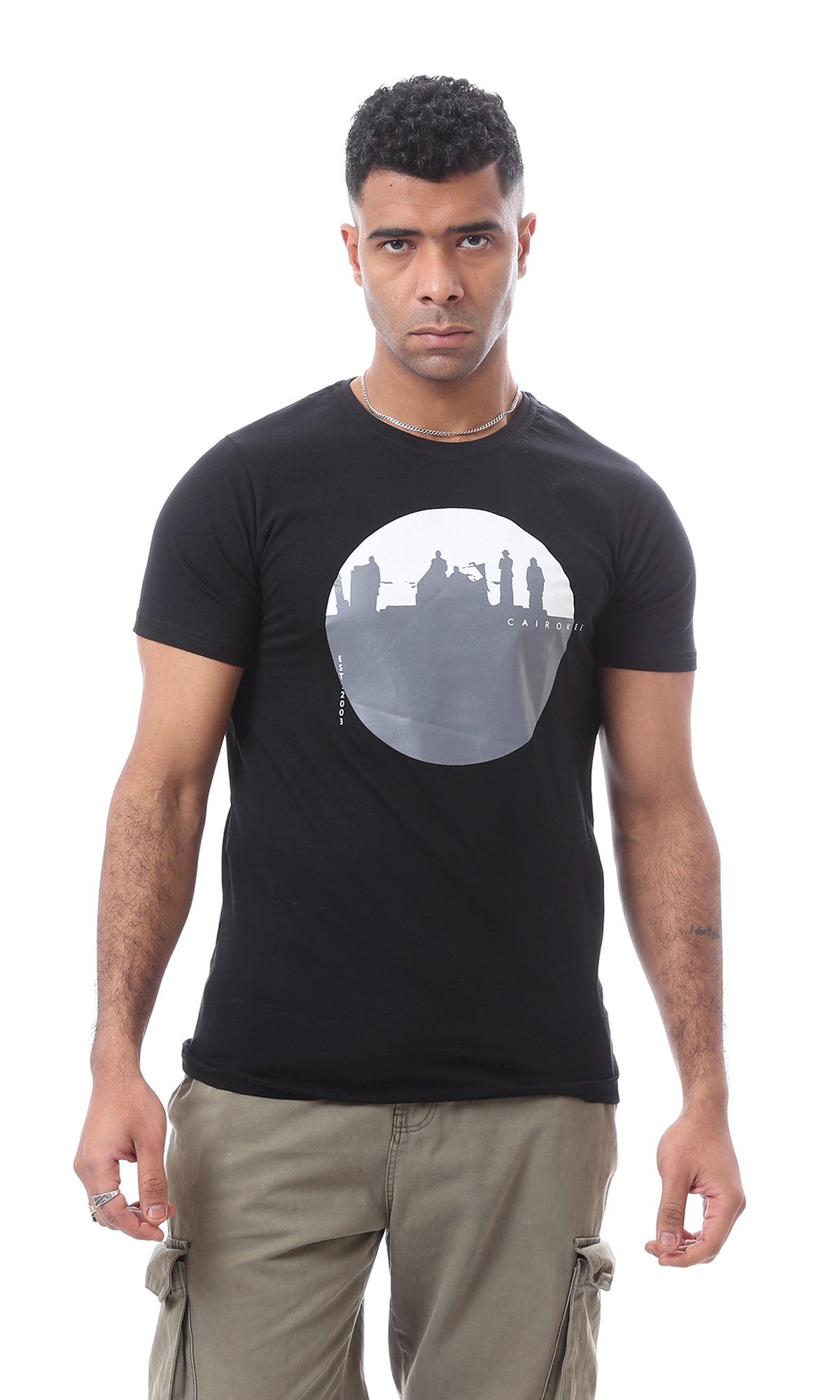 93072 Printed " Cairokee " Short Sleeves Tee - Black