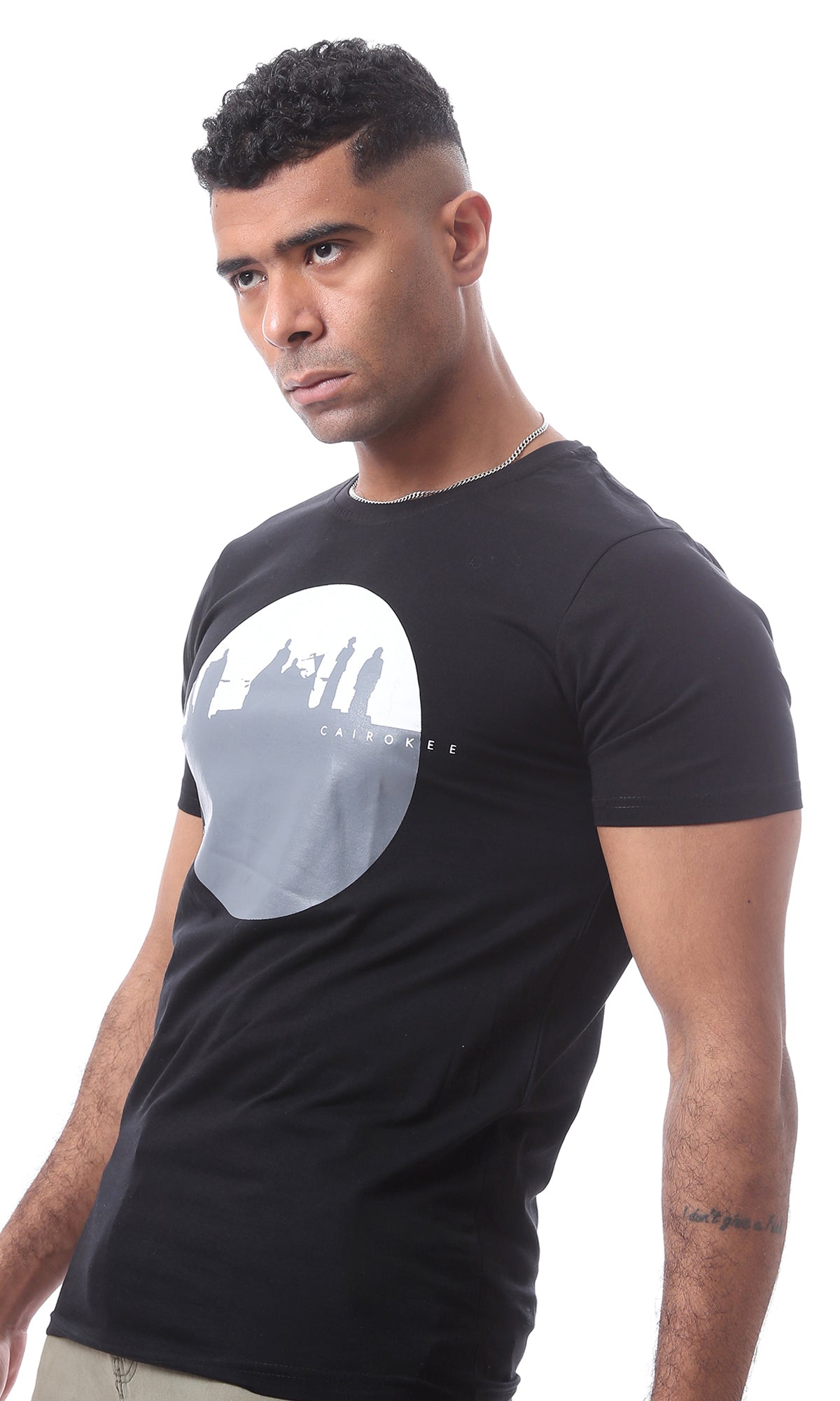 93072 Printed " Cairokee " Short Sleeves Tee - Black