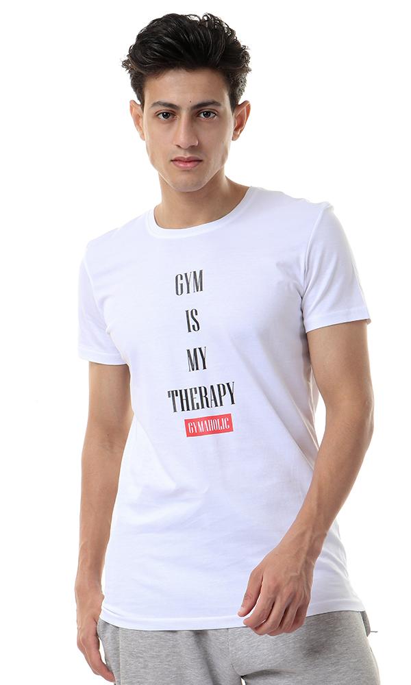 93091 Short Sleeves Gym Is My Therapy White Tee - Ravin 