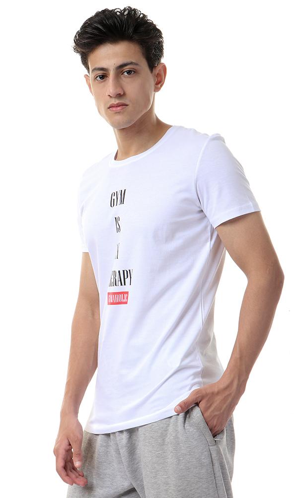 93091 Short Sleeves Gym Is My Therapy White Tee - Ravin 