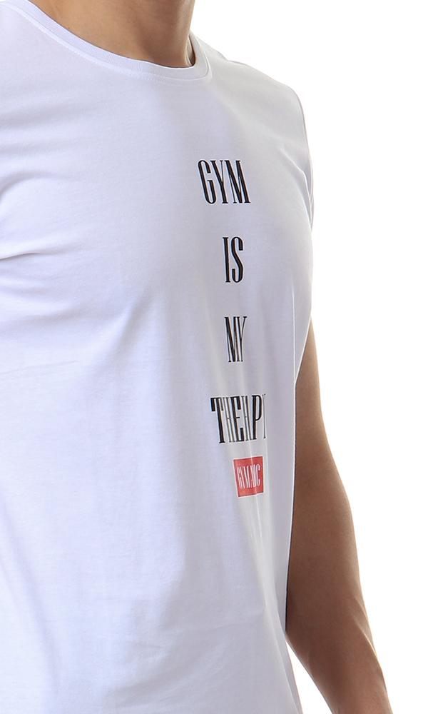 93091 Short Sleeves Gym Is My Therapy White Tee - Ravin 