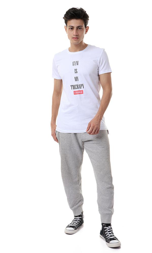 93091 Short Sleeves Gym Is My Therapy White Tee - Ravin 