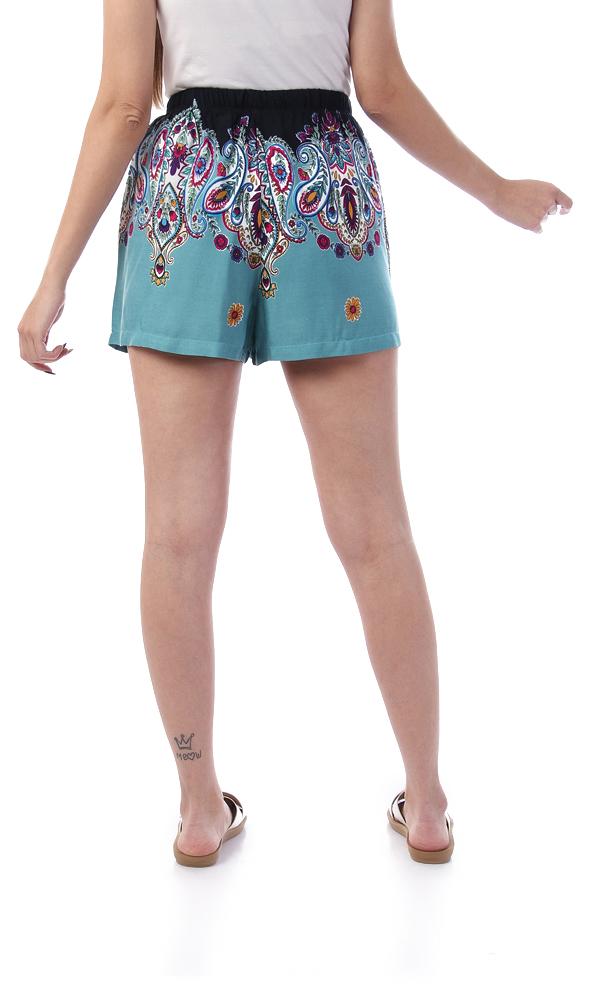 93155 Paisely Patterned Light Blue Summer Shorts - Ravin 