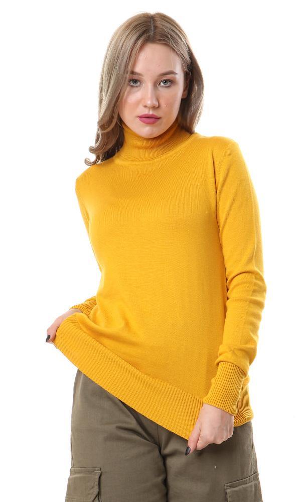 93859 Turtle Neck Basic Solid Pullover - Mustard - Ravin 