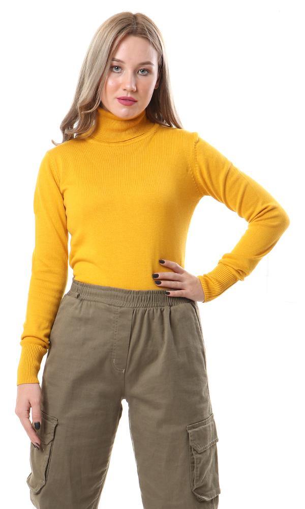 93859 Turtle Neck Basic Solid Pullover - Mustard - Ravin 