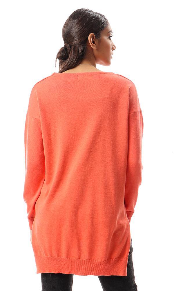 94386 High-Low Winter Long Basic Pullover - Hot Orange - Ravin 