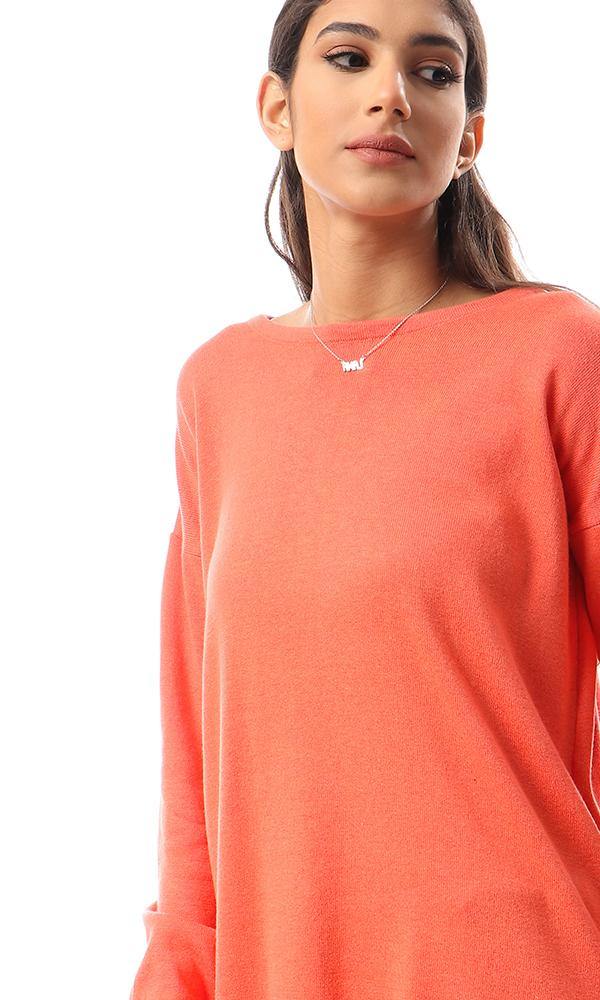 94386 High-Low Winter Long Basic Pullover - Hot Orange - Ravin 