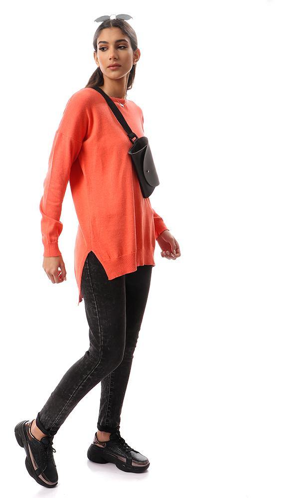 94386 High-Low Winter Long Basic Pullover - Hot Orange - Ravin 