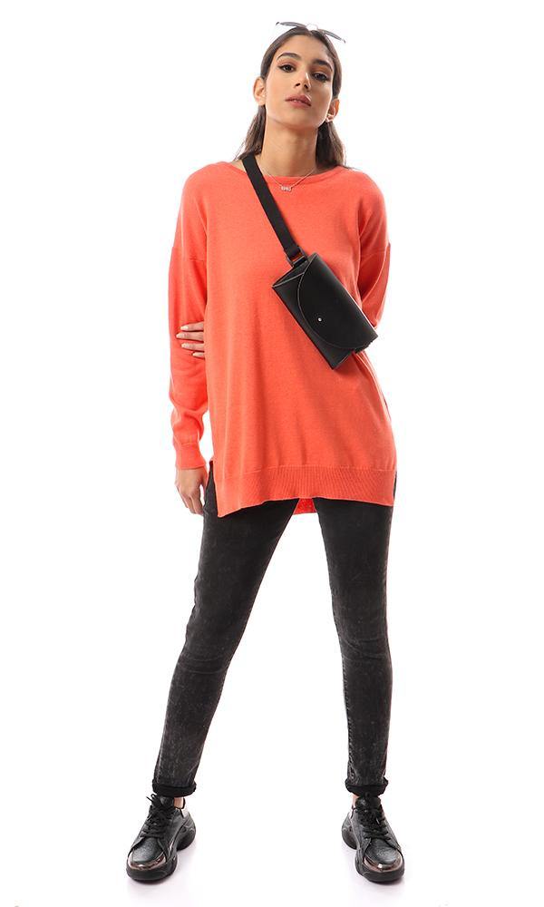 94386 High-Low Winter Long Basic Pullover - Hot Orange - Ravin 