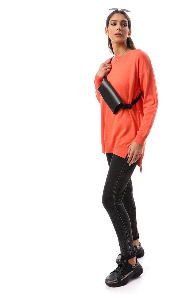 94386 High-Low Winter Long Basic Pullover - Hot Orange - Ravin 