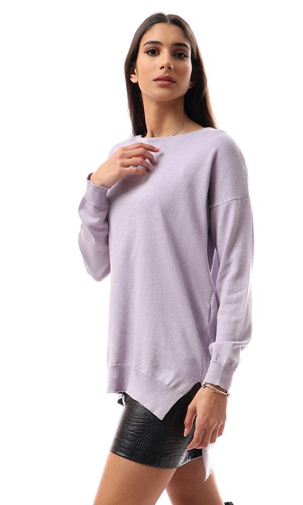 94387 High-Low Winter Long Basic Pullover - Lilac - Ravin 