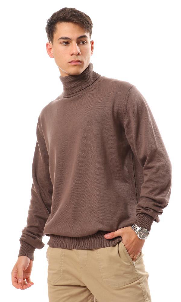 94409 Long Sleeves Solid Basic Dark Coffee Pullover - Ravin 