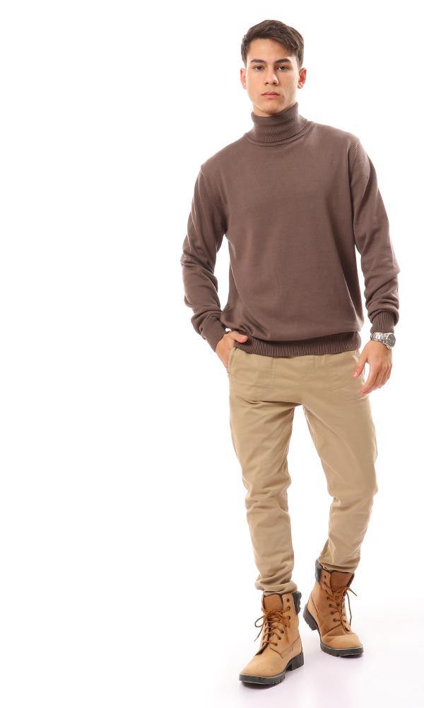 94409 Long Sleeves Solid Basic Dark Coffee Pullover - Ravin 