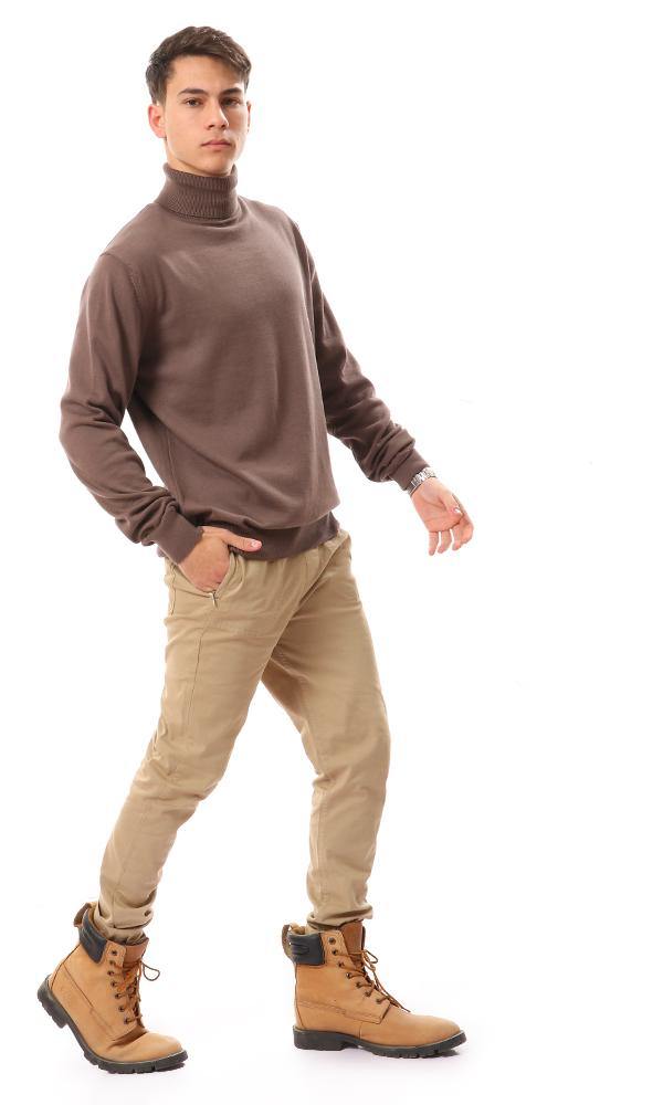 94409 Long Sleeves Solid Basic Dark Coffee Pullover - Ravin 