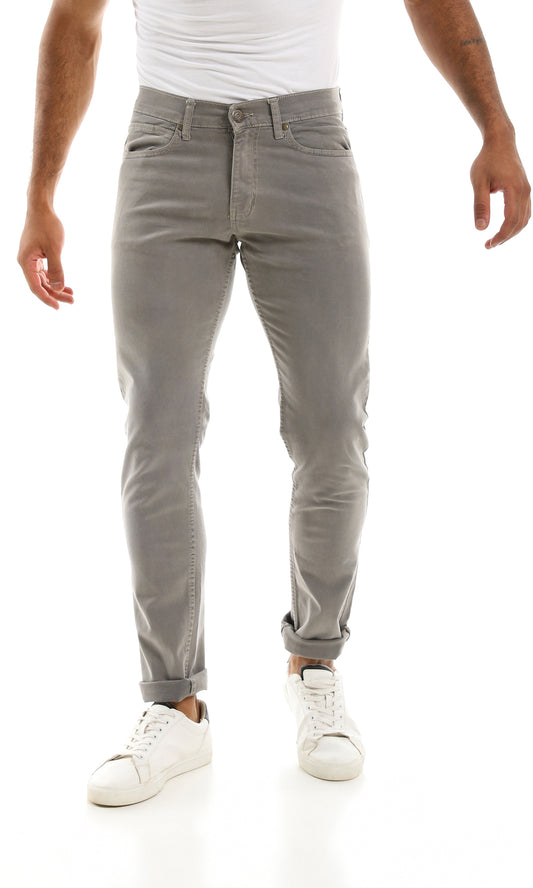 94539 Slim Fit Casual Zipper Pants - Medium Grey