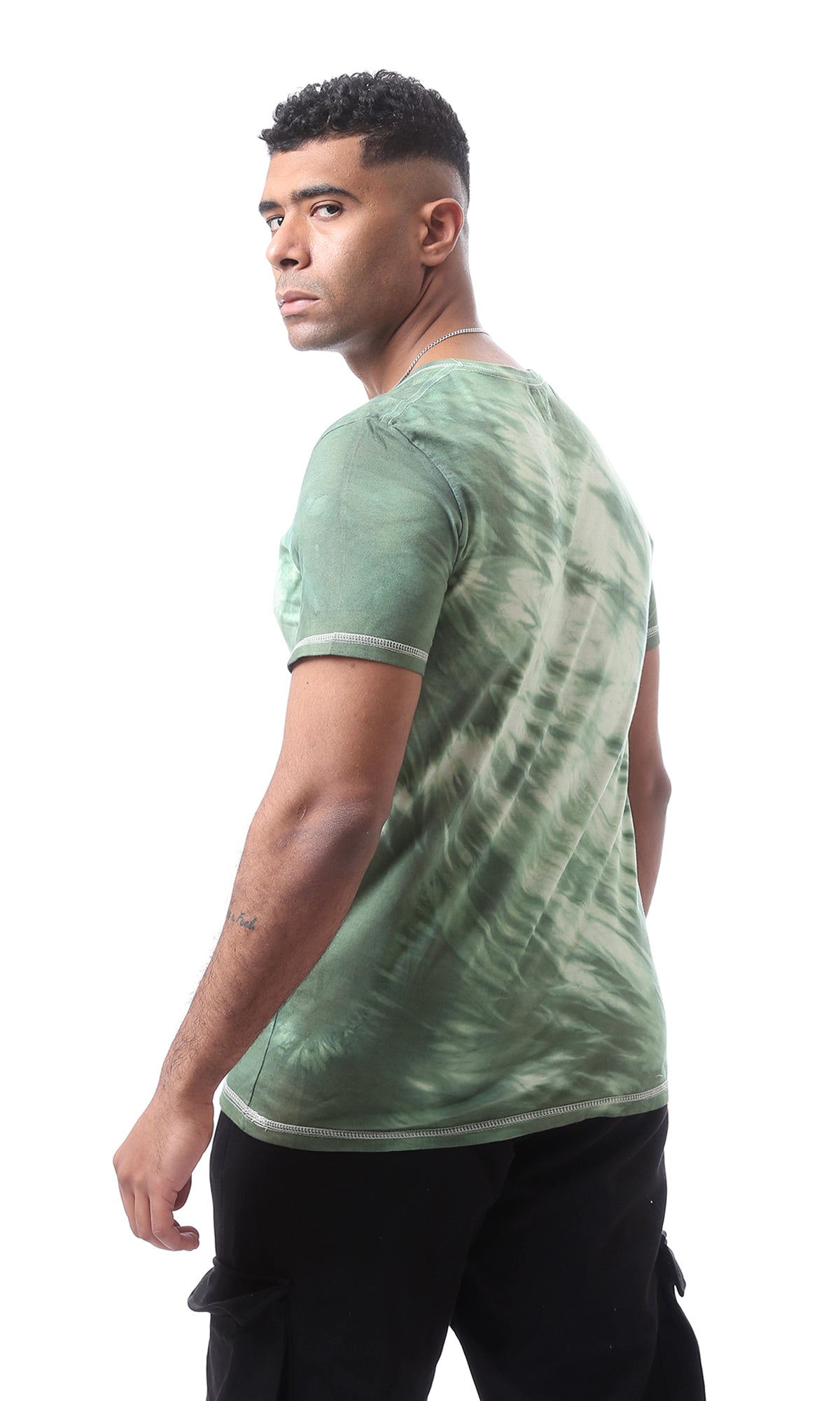 Mint Green Marbled Tie-Dye V-Neck Tee - 94561