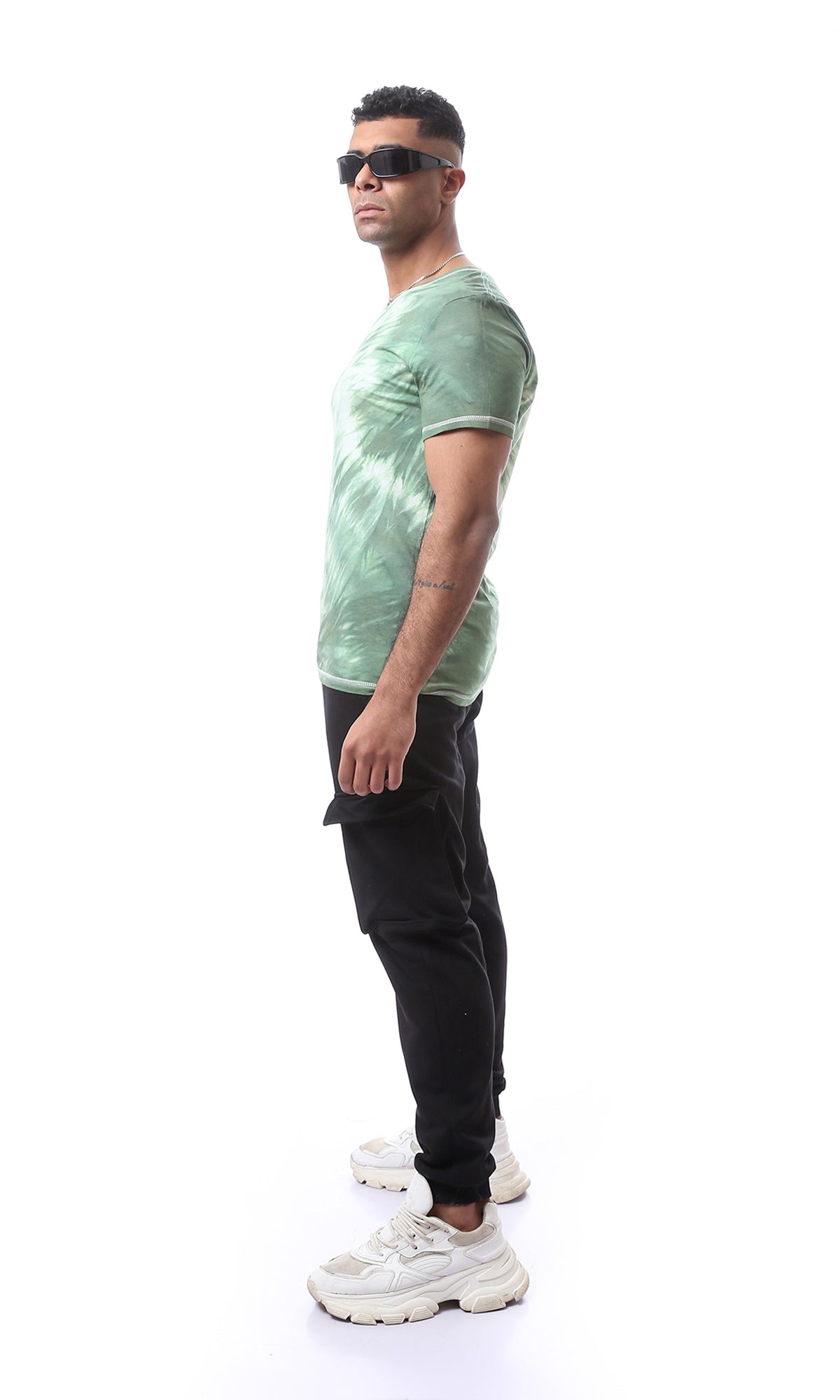 Mint Green Marbled Tie-Dye V-Neck Tee - 94561