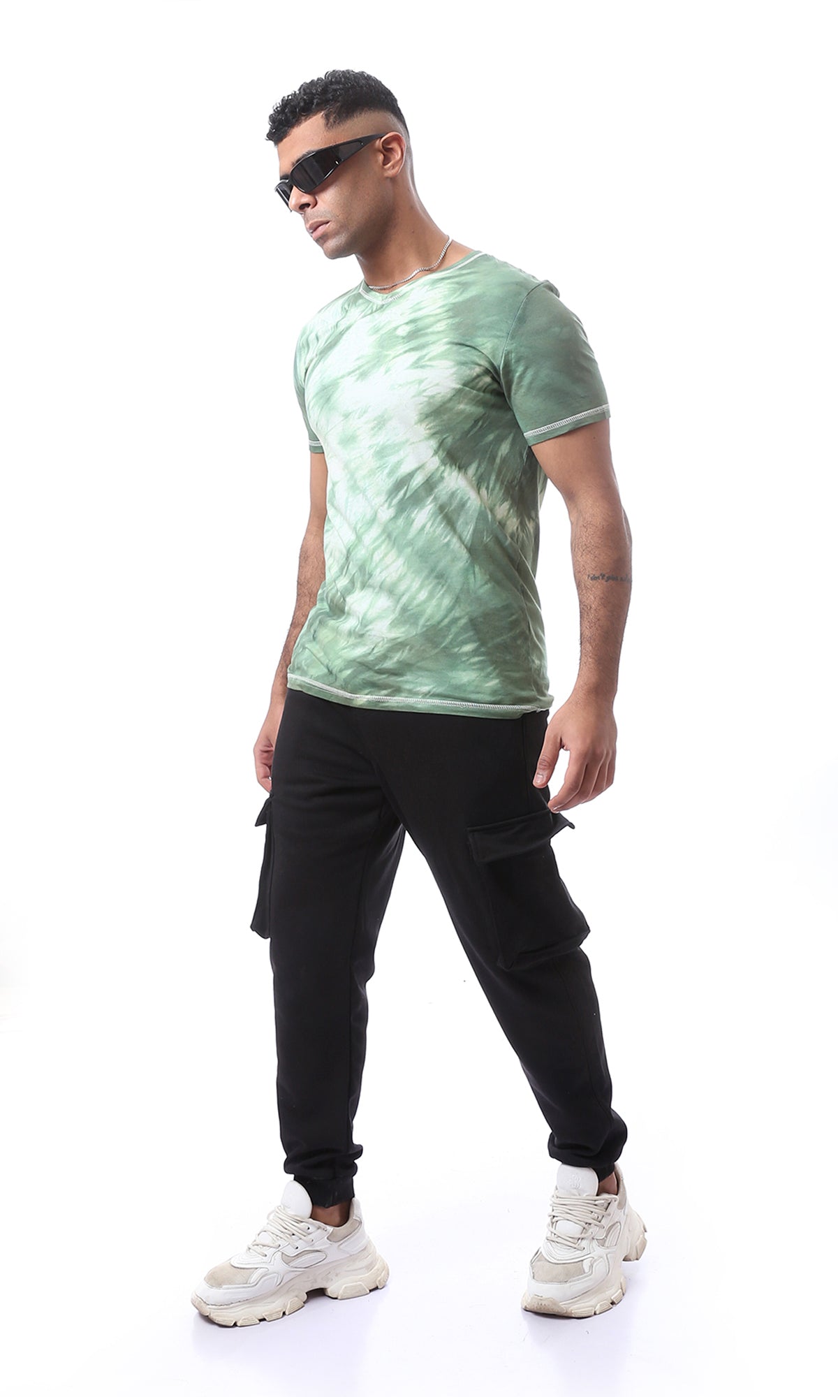 Mint Green Marbled Tie-Dye V-Neck Tee - 94561