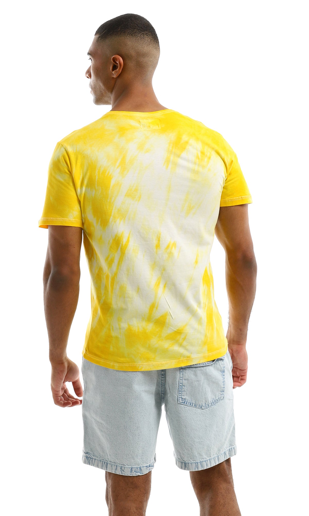 94563 Yellow Tie Dye V Neck Summer Tee