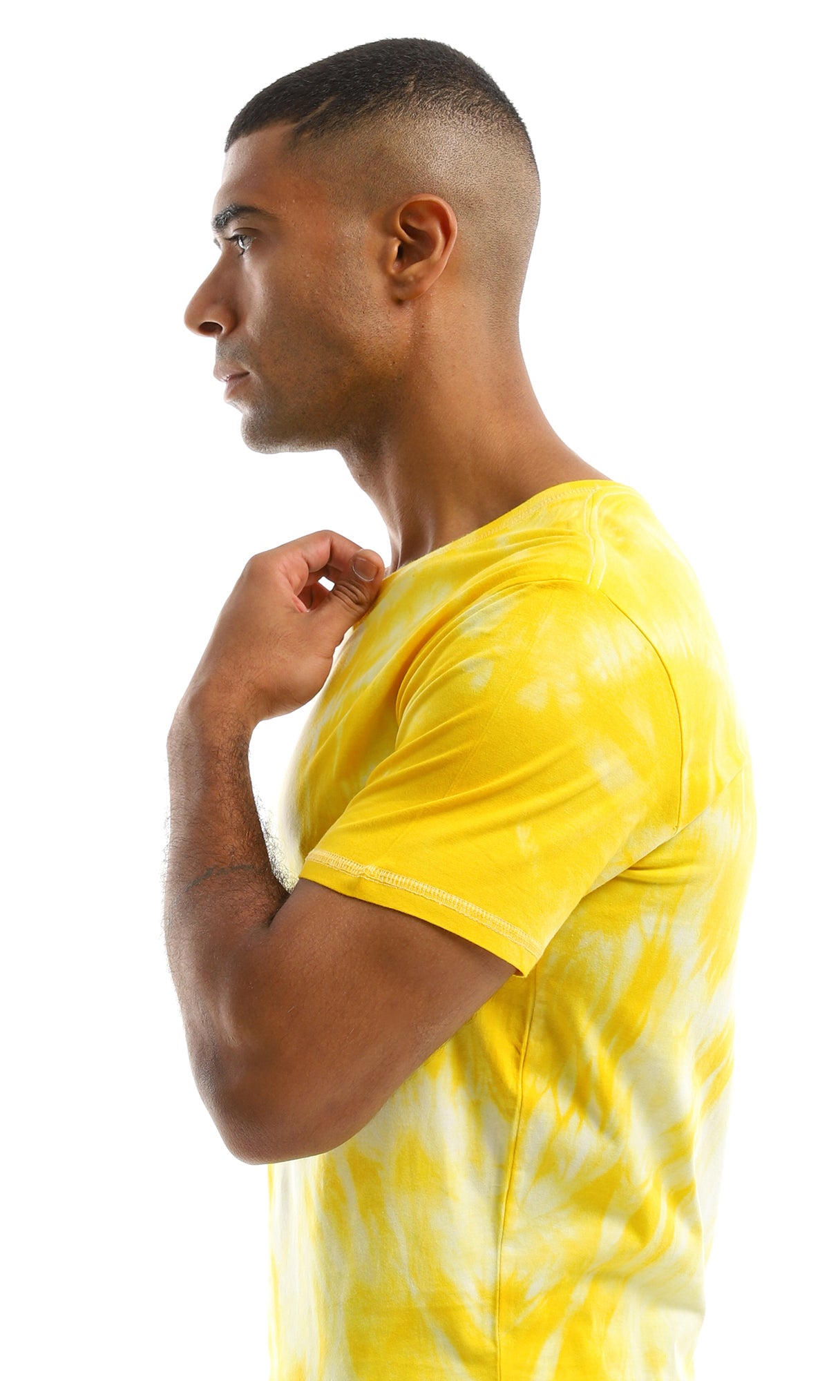 94563 Yellow Tie Dye V Neck Summer Tee