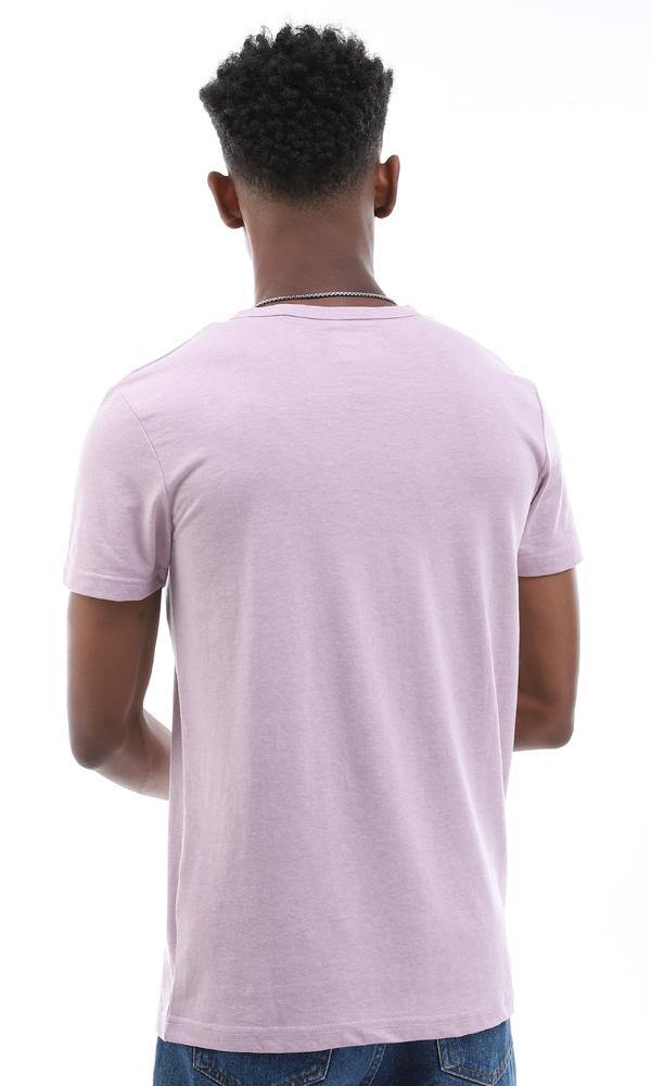 94600 Buttoned V-Neck Short Sleeves Heather Lilac T-shirt - Ravin 